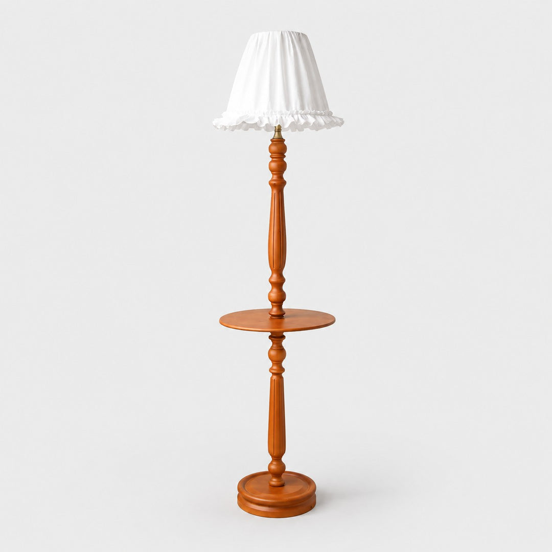 Vintage Solid Wood Floor Lamp with Optional Side Table