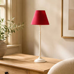 Load image into Gallery viewer, Rose red French country table lamp near a window