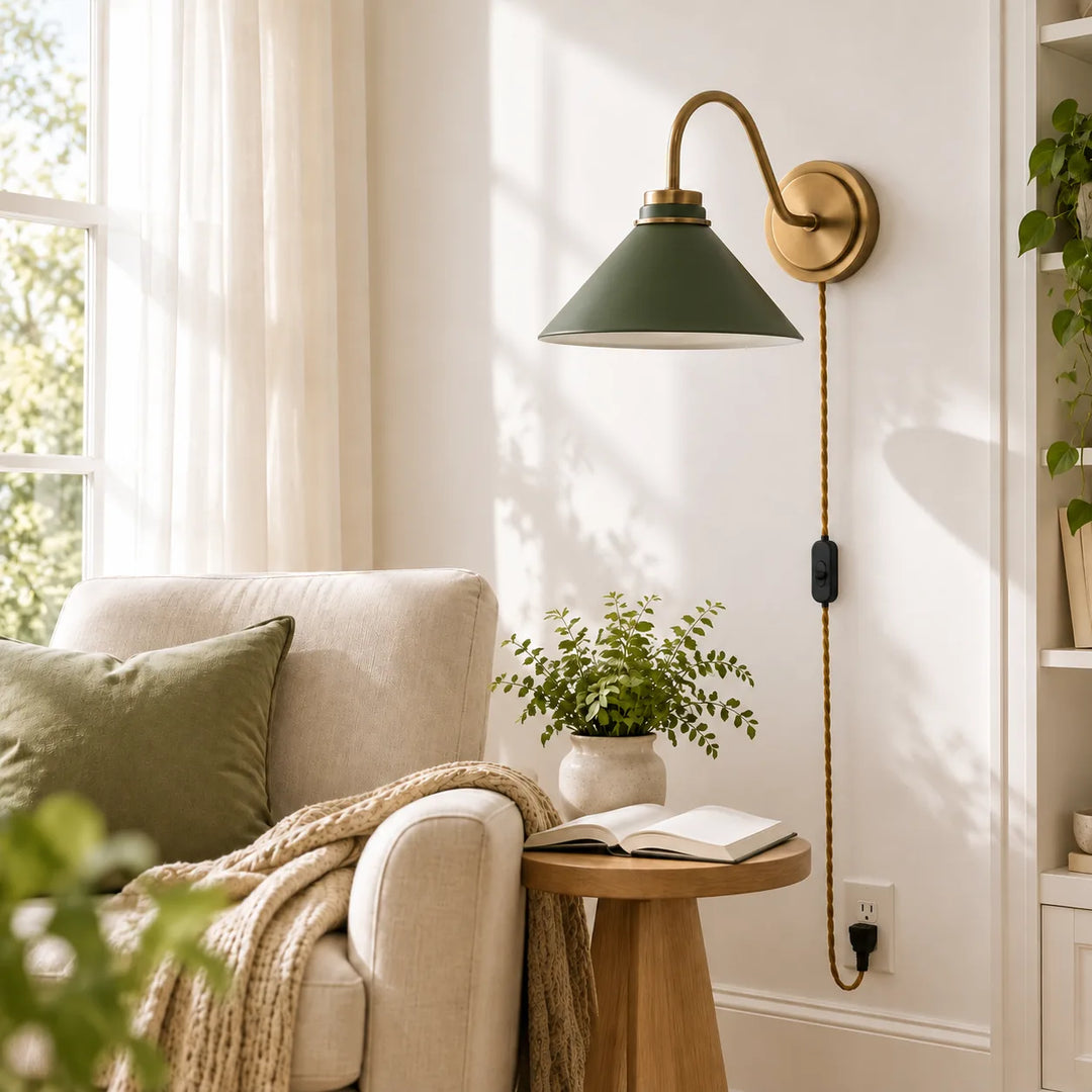 Aurenza Curved Arm Cone Wall Sconce