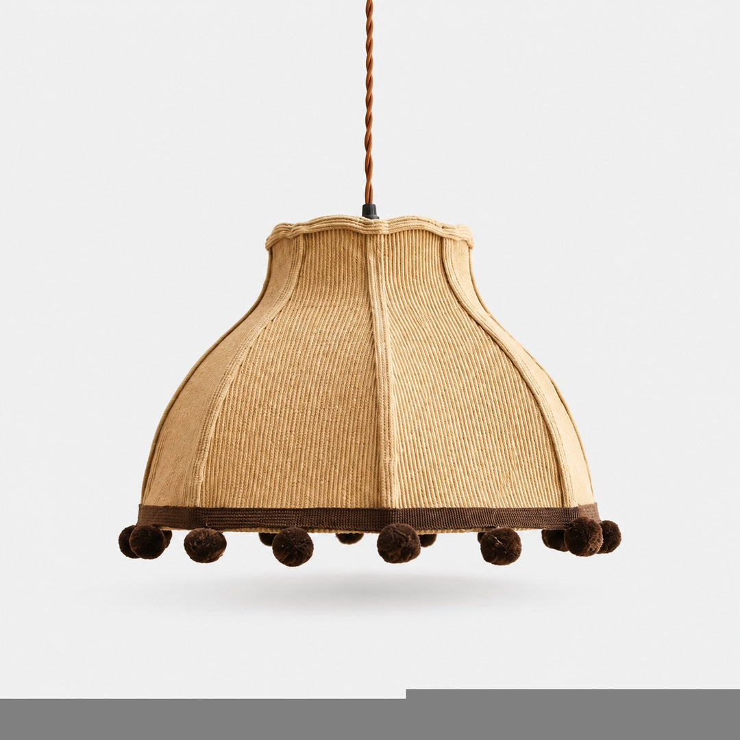 Patchwork Fabric Pom-Pom Pendant Light