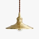Bild in Gallery-Viewer laden, Vintage polished brass pendant light on a clean white background