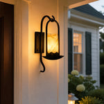 Cargar imagen en el visor de la Galería, Black metal marble glass wall sconce
