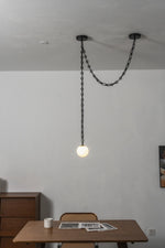 Load image into Gallery viewer, Black Metal Alabaster Globe Hardwired Chandelier