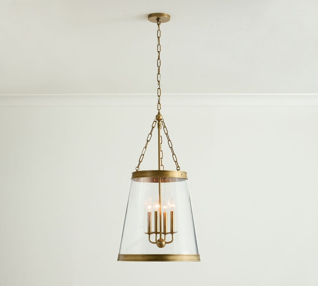 Lámpara colgante Driscoll de vidrio en forma de tambor: lámpara colgante contemporánea de latón