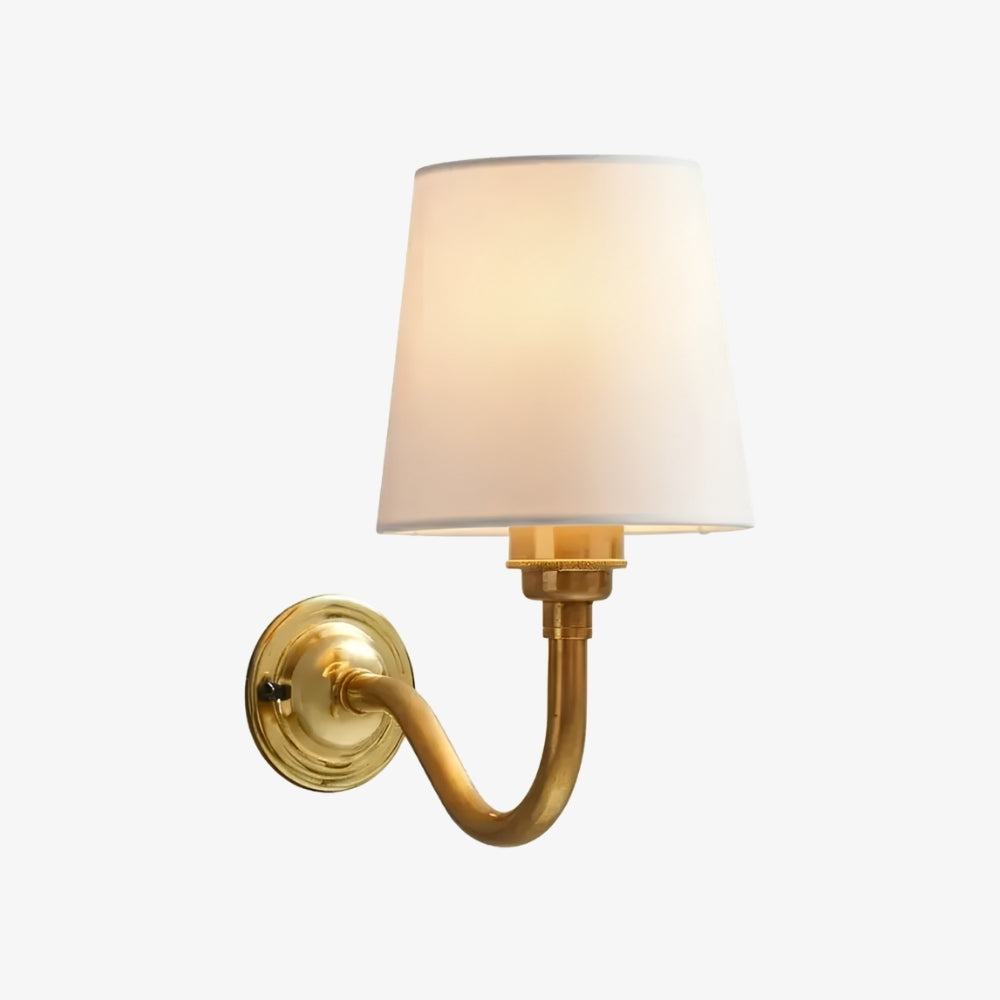 Cottaloy Vintage Fabric Curved Arm Wall Lamp for Living Room or Bedroom