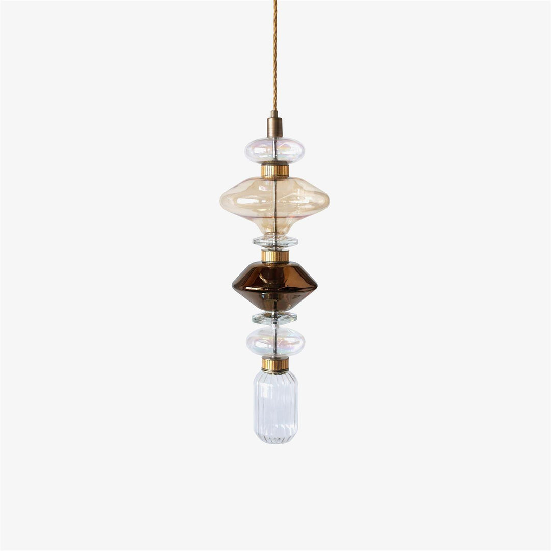 Suspension contemporaine - Fer, métal, verre, or, marron, résistante à l'humidité