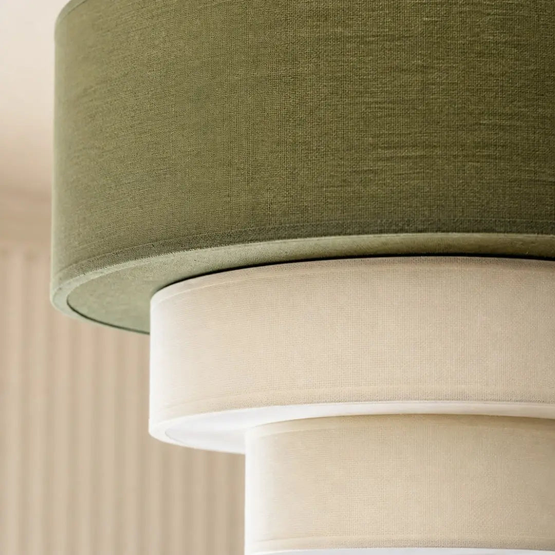 Layered fabric shade and contrasting trim detail