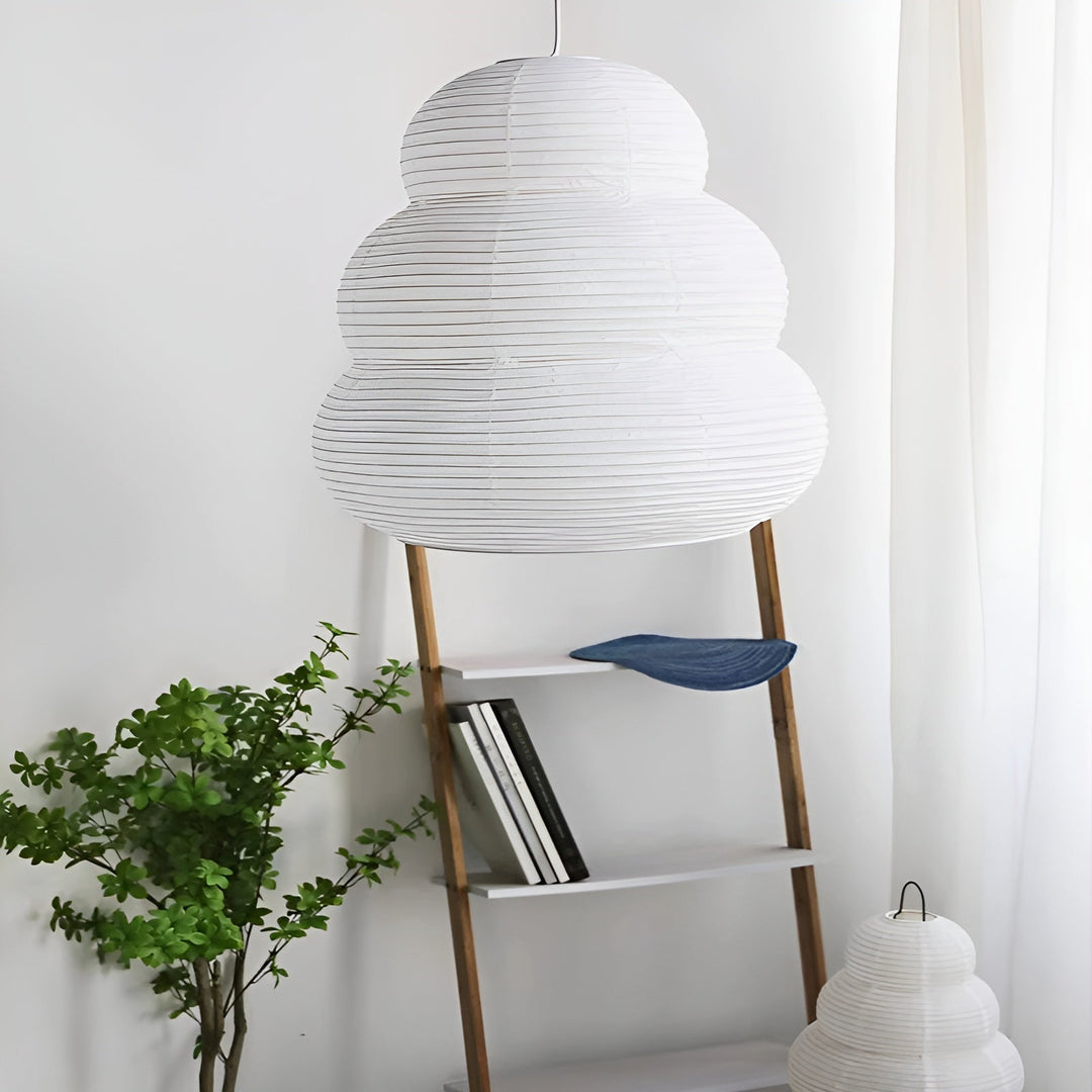 Beige Mulberry Paper Swag Pendant Light