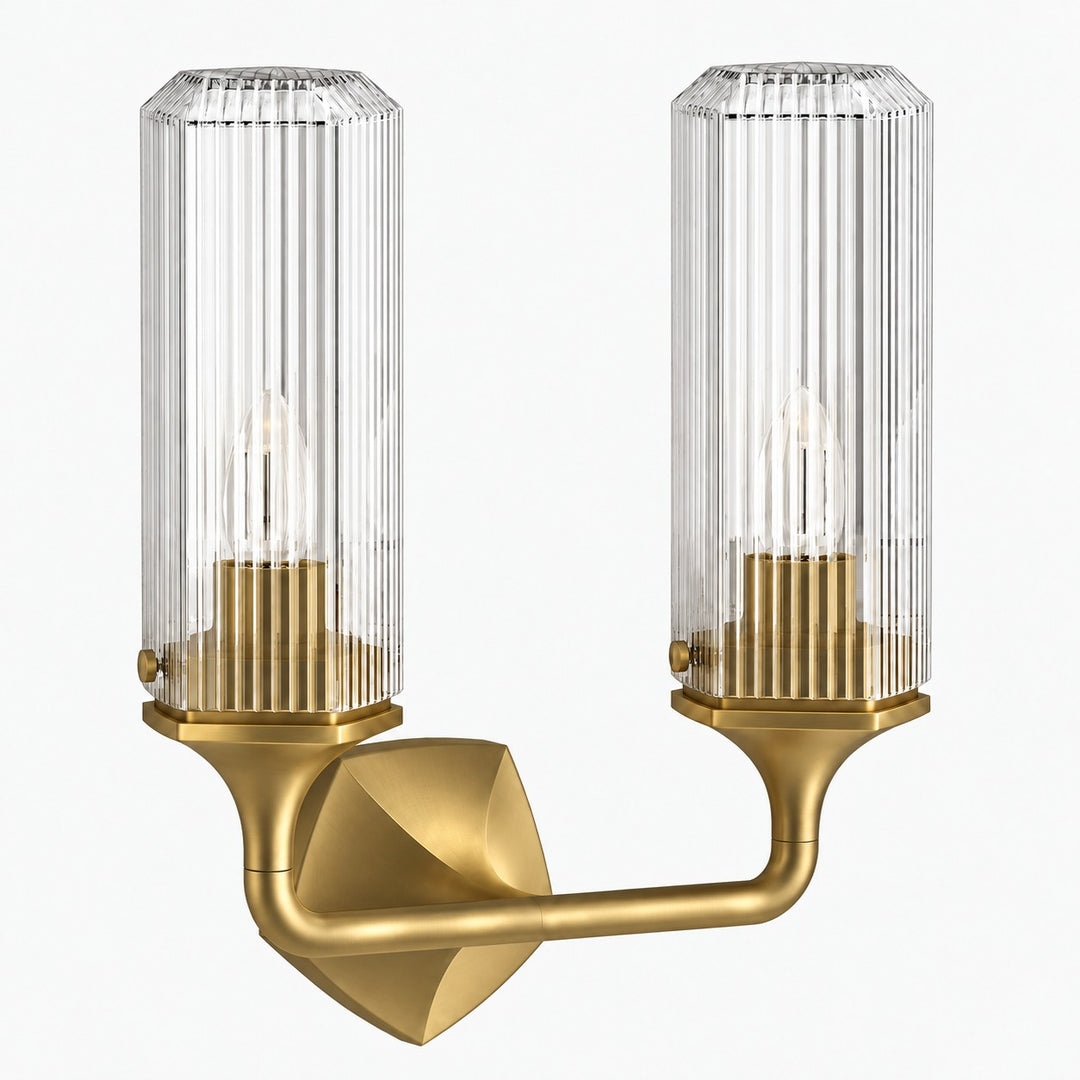 Ridged Shade Armed Cup Metal Plate Wall Light