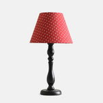 Load image into Gallery viewer, Vintage black iron table lamp with vintage red dot fabric shade