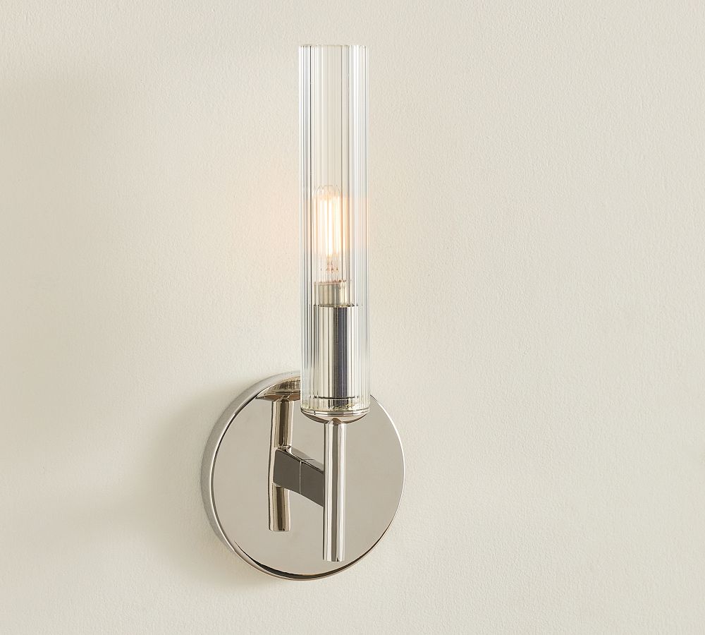 Aplique de pared de tubo de vidrio Bravira - Iluminación clásica de tubo de latón acanalado