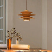 Layered Wood Plug-In Swag Pendant