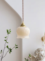 Load image into Gallery viewer, Brass Resin Petal Plug-In Pendant