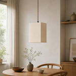 Load image into Gallery viewer, Square Fabric Pendant Lamp with Wood Canopy