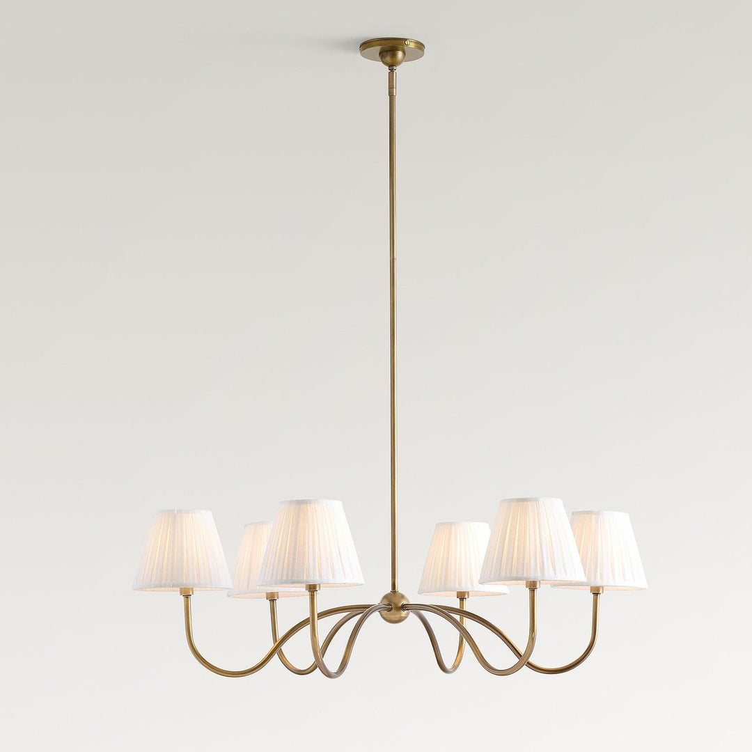Lámpara de araña plisada Luvora de 6 luces: moderna elegancia de latón para comedores