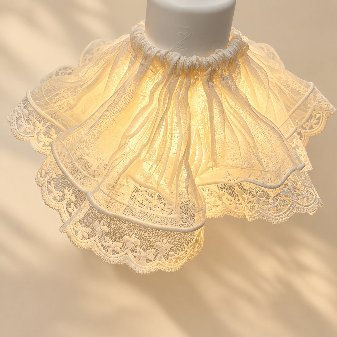 Vintage Lace Lamp Shade Covers with Bows, Pearls & Floral Details