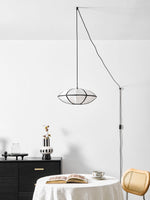 Bild in Gallery-Viewer laden, Black Metal White Fabric Plug-In Swag Pendant