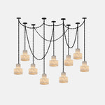 Charger l'image dans la visionneuse de galerie, Black Metal Alabaster Frosted Shade Hardwired Chandelier