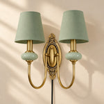 Cargar imagen en el visor de la Galería, Rowanea Fabric Shade Ceramic Plug-In Wall Sconce