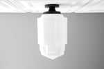 Cargar imagen en el visor de la Galería, Geotower Glass Opaline Globe Skyscraper Pendant – Art Deco Modern Indoor Accent Light
