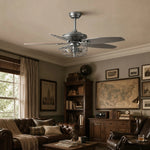 Cargar imagen en el visor de la Galería, Silver ceiling fan light in a warm study room