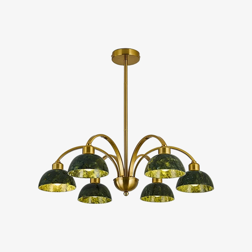 Green Jade Scalloped Dome Chandelier