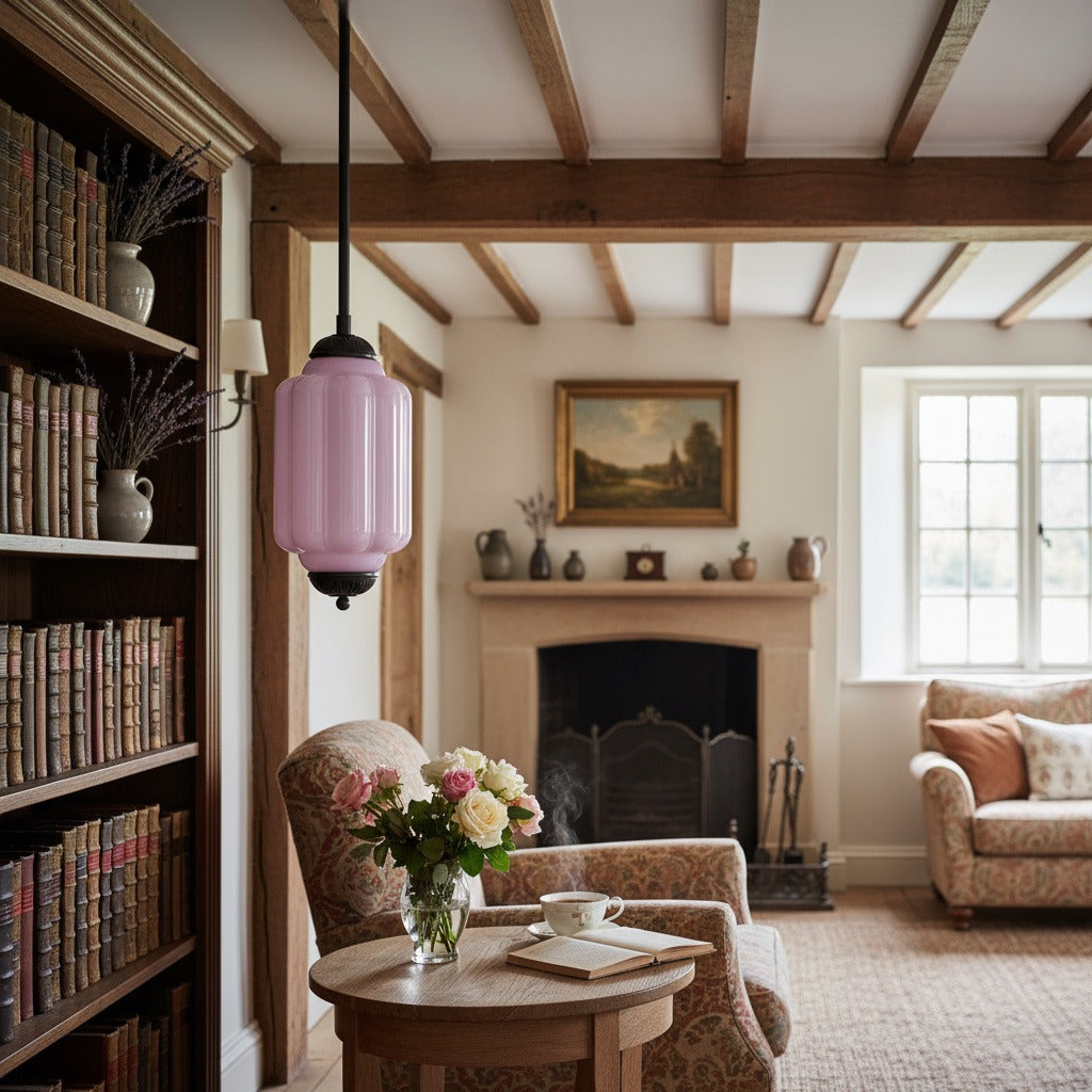 Eloise Vintage Inspired Scalloped Milk Glass Pendant - Modern Accent Light for Kitchen and Bedroom