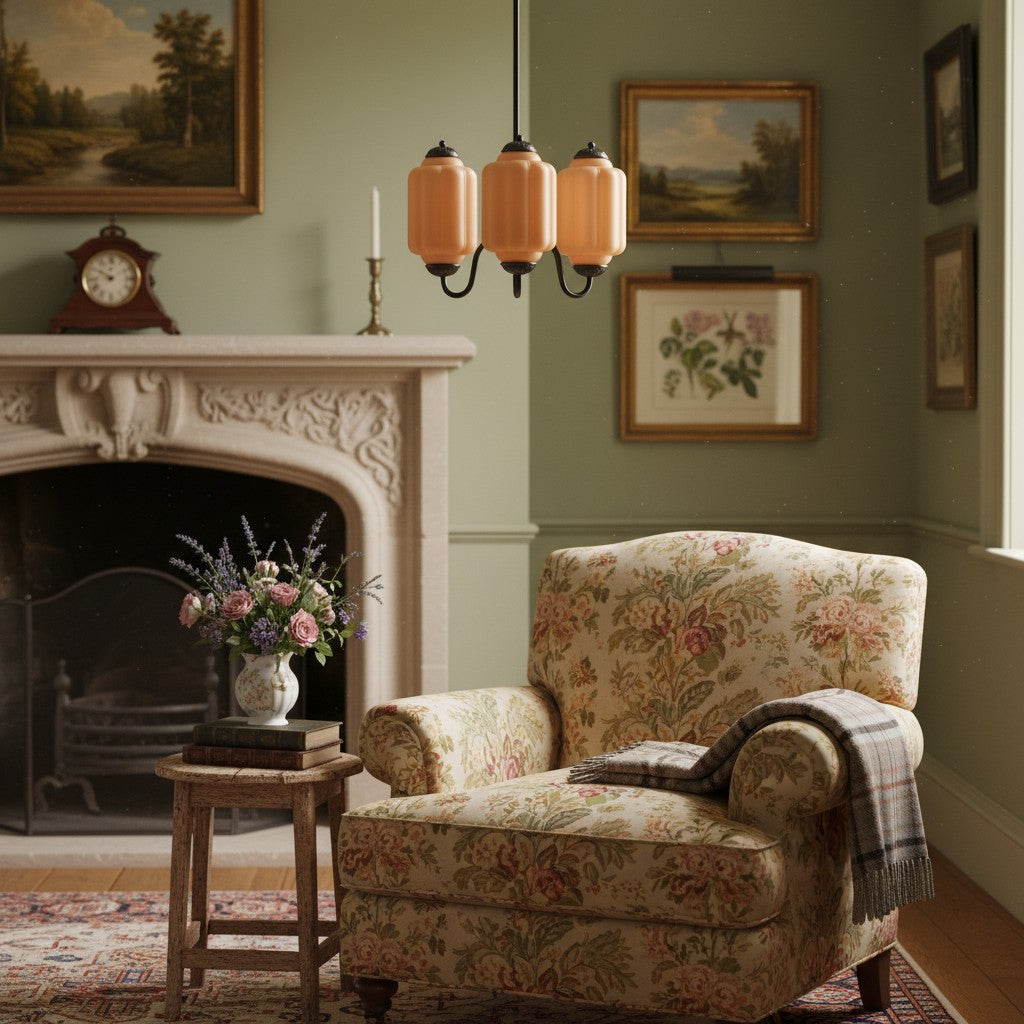 Eloise Vintage Inspired Scalloped Milk Glass Pendant - Modern Accent Light for Kitchen and Bedroom