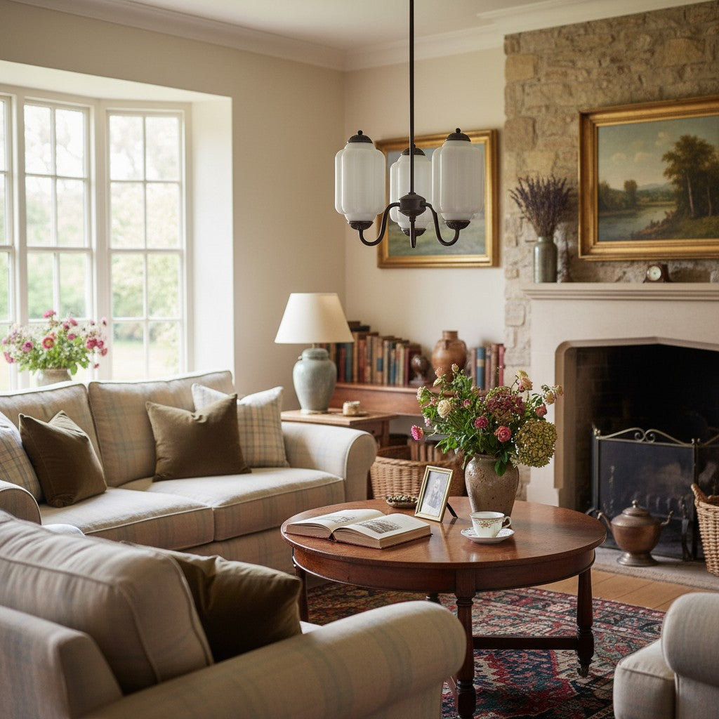 Eloise Vintage Inspired Scalloped Milk Glass Pendant - Modern Accent Light for Kitchen and Bedroom