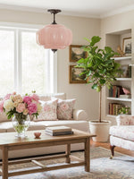 Load image into Gallery viewer, Vintage Milk Glass Semi Flush Mount Eloise Pendant Light
