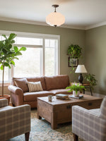 Load image into Gallery viewer, Vintage Milk Glass Semi Flush Mount Eloise Pendant Light
