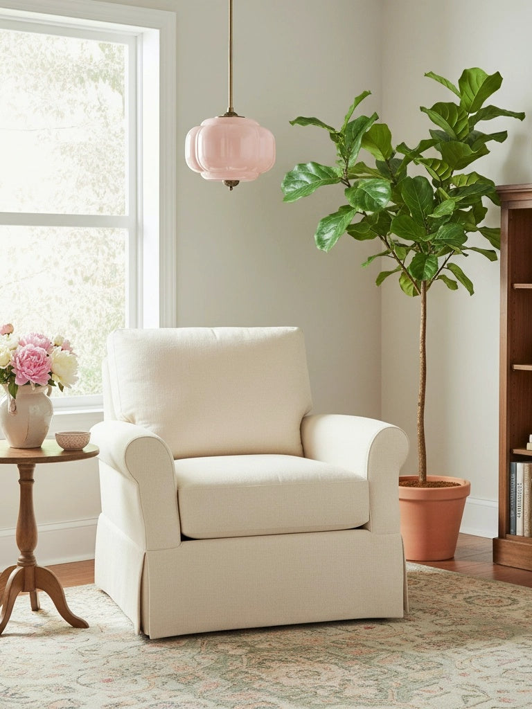 Vintage Milk Glass Semi Flush Mount Eloise Pendant Light