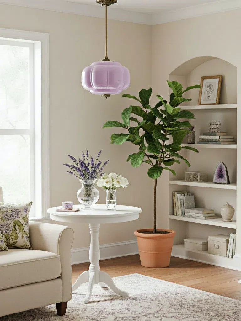 Vintage Milk Glass Semi Flush Mount Eloise Pendant Light