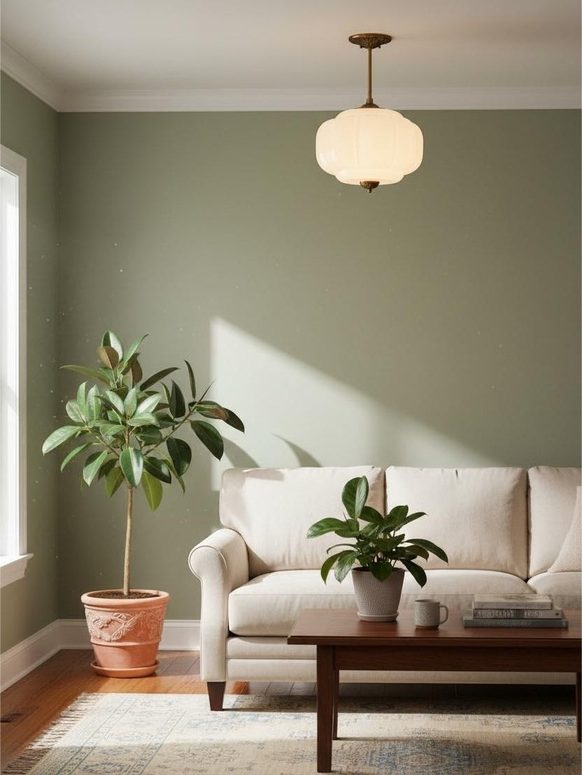 Vintage Milk Glass Semi Flush Mount Eloise Pendant Light