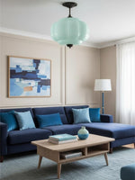 Load image into Gallery viewer, Vintage Milk Glass Semi Flush Mount Eloise Pendant Light
