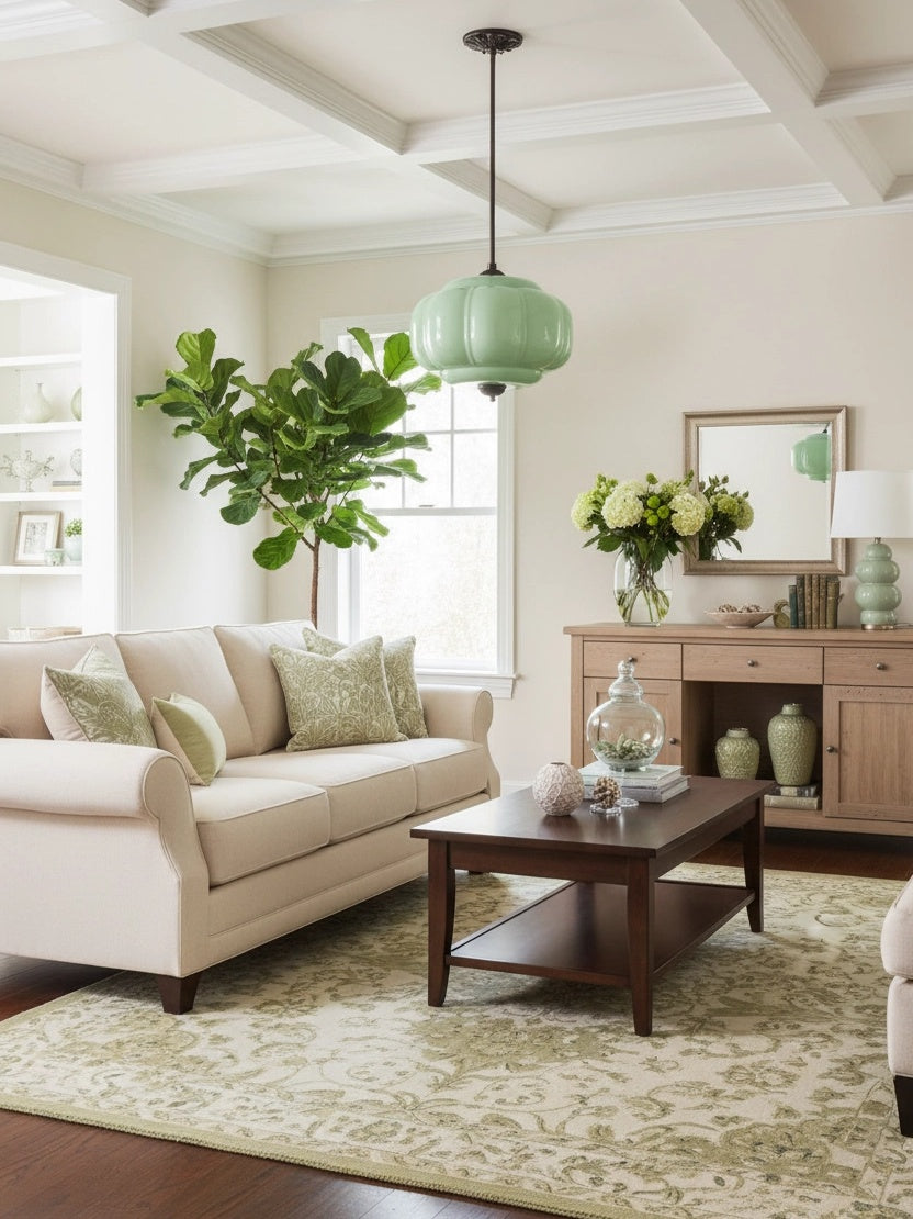 Vintage Milk Glass Semi Flush Mount Eloise Pendant Light