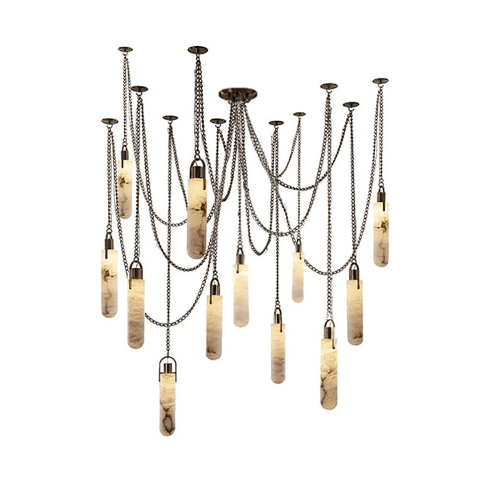 Carved Alabaster Hardwired Chandelier