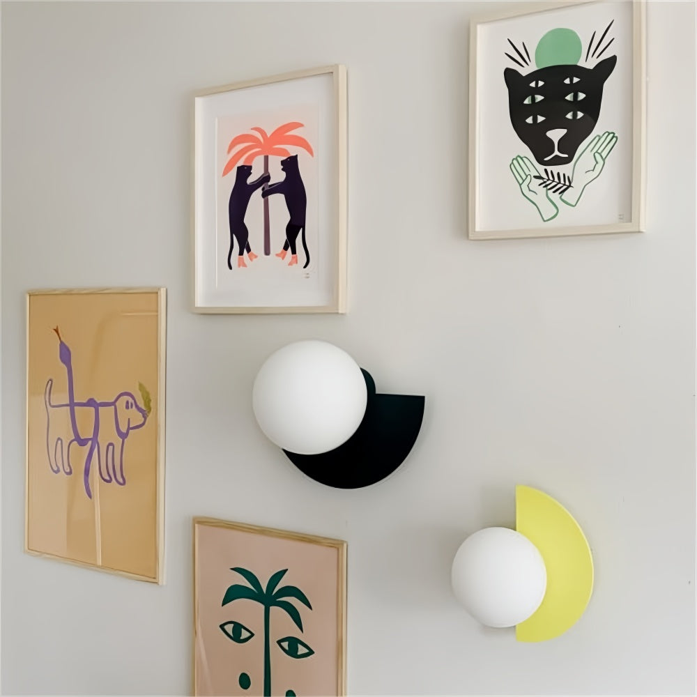 Applique murale nordique en forme de boule de verre et de macaron, en métal coloré, décoration moderne