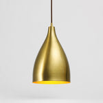 Load image into Gallery viewer, Bright brass small A shade pendant light