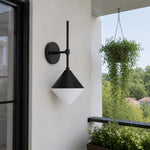 Charger l'image dans la visionneuse de galerie, black and white waterproof wall sconce beside an outdoor patio railing