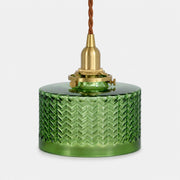 Complete emerald green textured glass pendant light