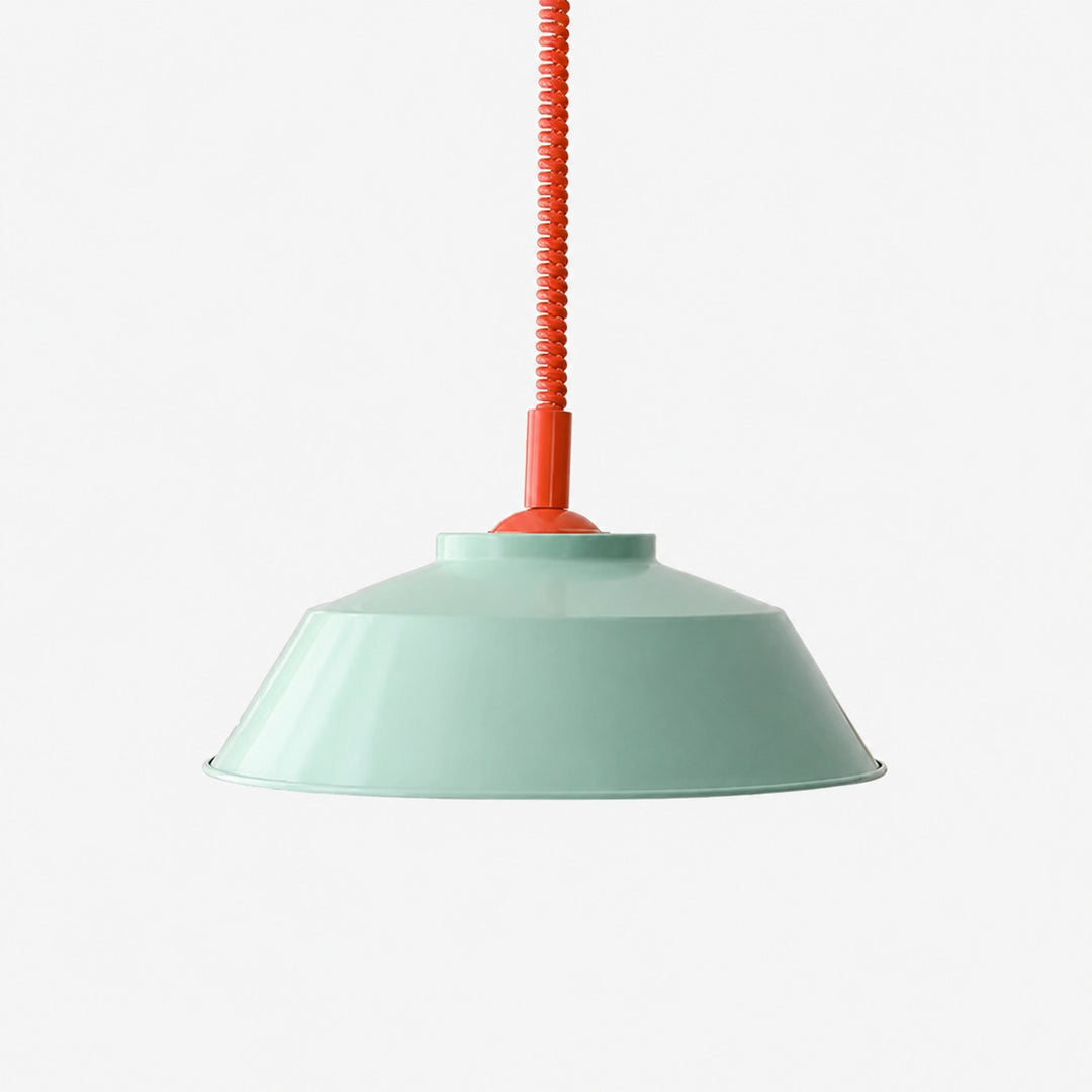 Memphis pendant with mint green shade and red cord