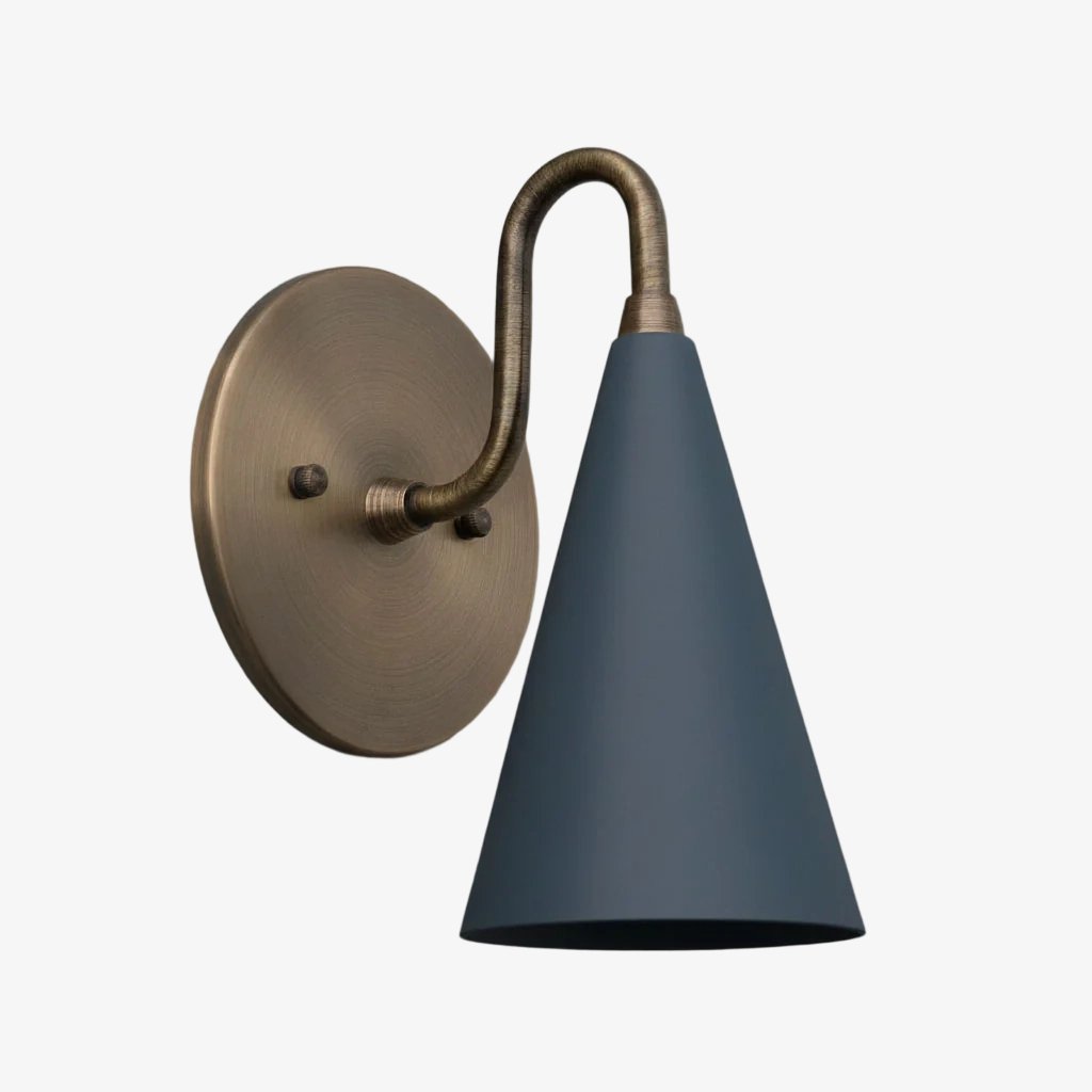 Curved Metal Shade Sconce Vintage Style Wall Light - Entryway Stairwell Lighting