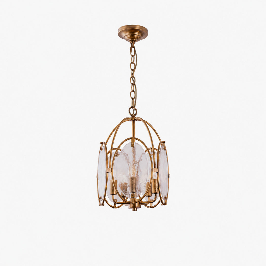 Oval Cage Textured Glass Chandelier