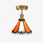 Bild in Gallery-Viewer laden, Orange stained glass flush mount ceiling light