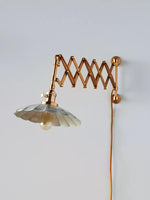 Load image into Gallery viewer, Furium Brass Accordian Wall Sconce - Retro Scalloped Bedside Lighting
