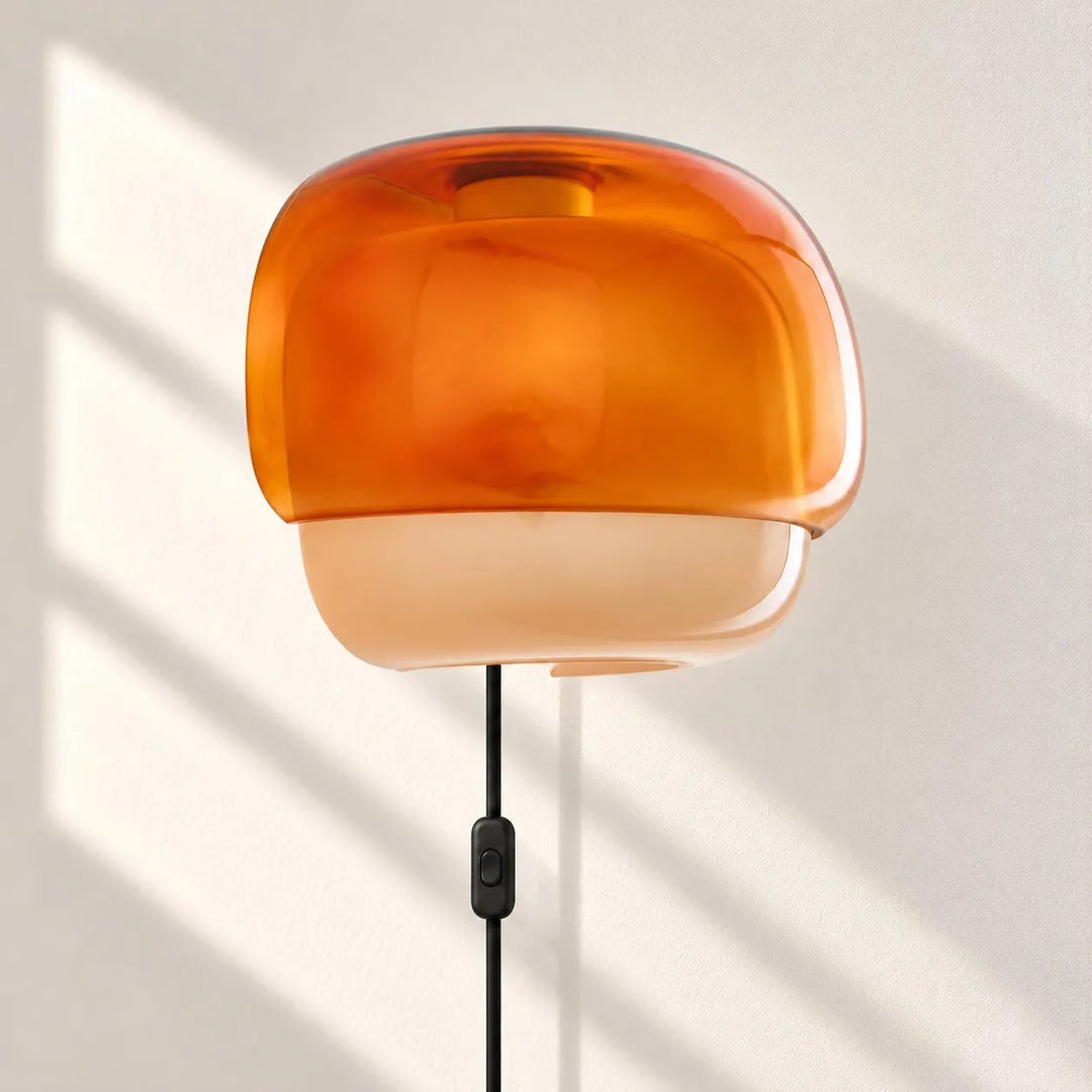 Clinco Flower-Shaped Resin Plug-In Wall Lamp with Glass Diffuser for Bedroom Vanity and Reading Nook