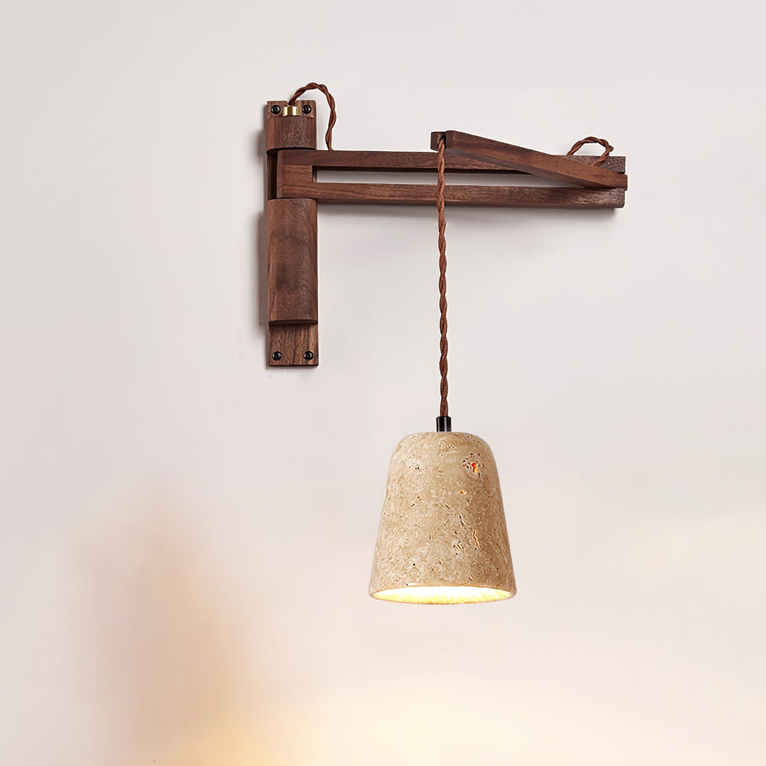 Aplique de pared ajustable con cúpula de travertino