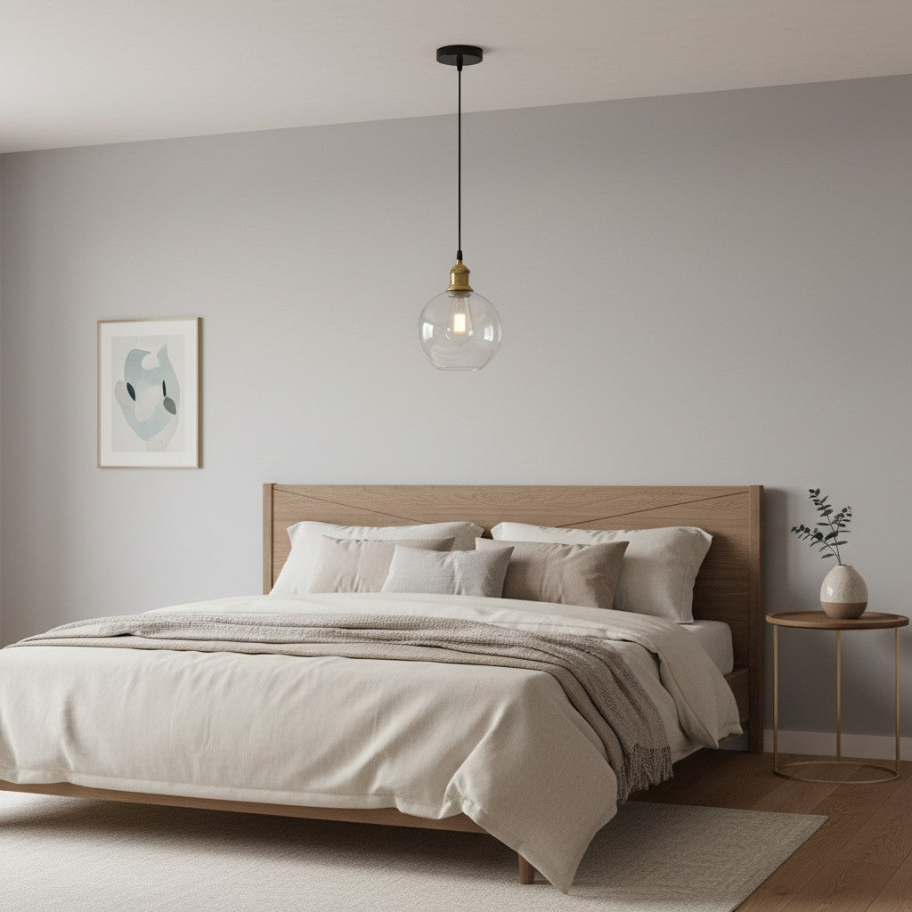 Suspension Globe en Verre Vintage Glavena - Luminaire Suspendu en Métal pour Salles à Manger