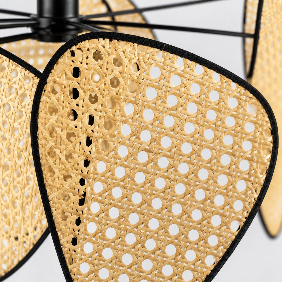 Layered Rattan Chandelier With Plug-In Cord